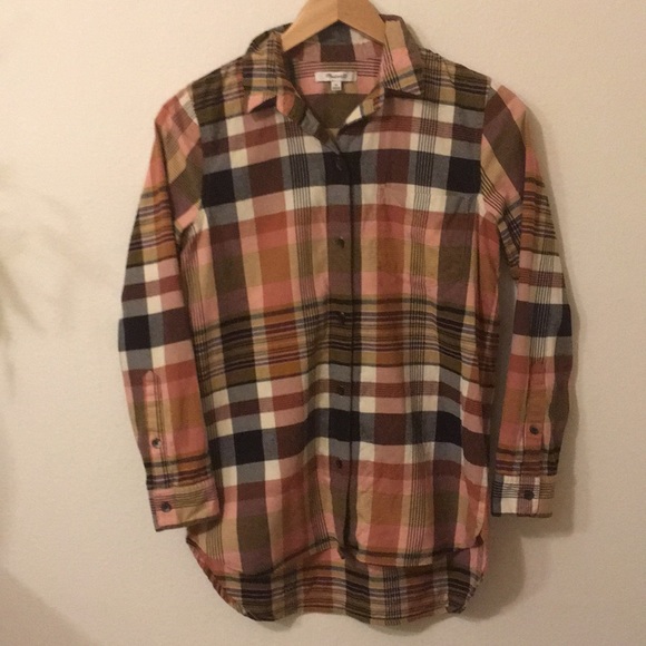Madewell pink plaid cotton button down shirt - Picture 2 of 3